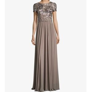 Betsy & Adam sequin dress in taupe